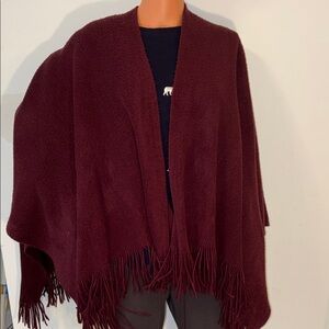New York & Company Deep burgundy Fringe Poncho